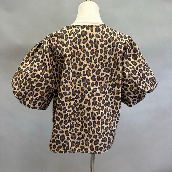 Abercrombie & Fitch Short-Sleeve Tie-Front Top Leopard Print Size Large NWT - Picture 6 of 16
